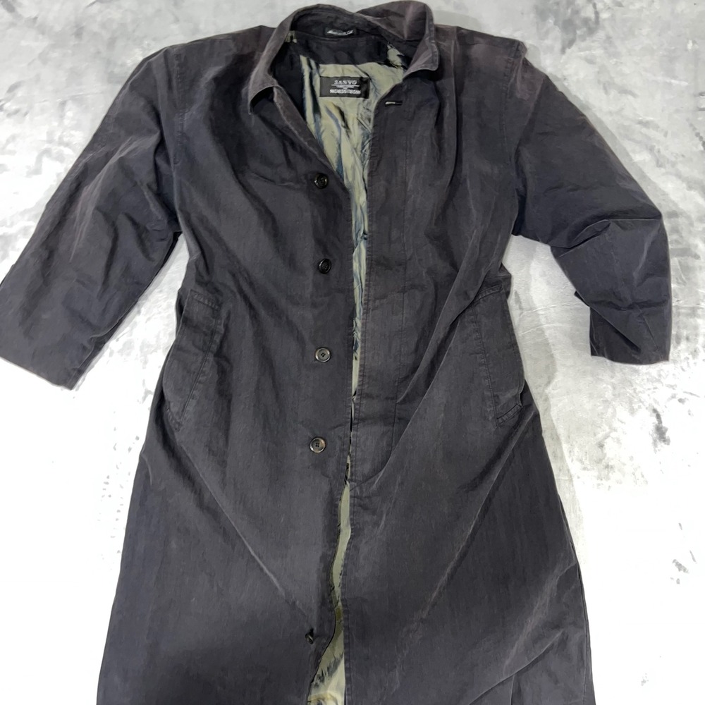 Vintage Sanyo Carol Cohen Nordstrom Mens 36S Trench Coat Jacket Green Black